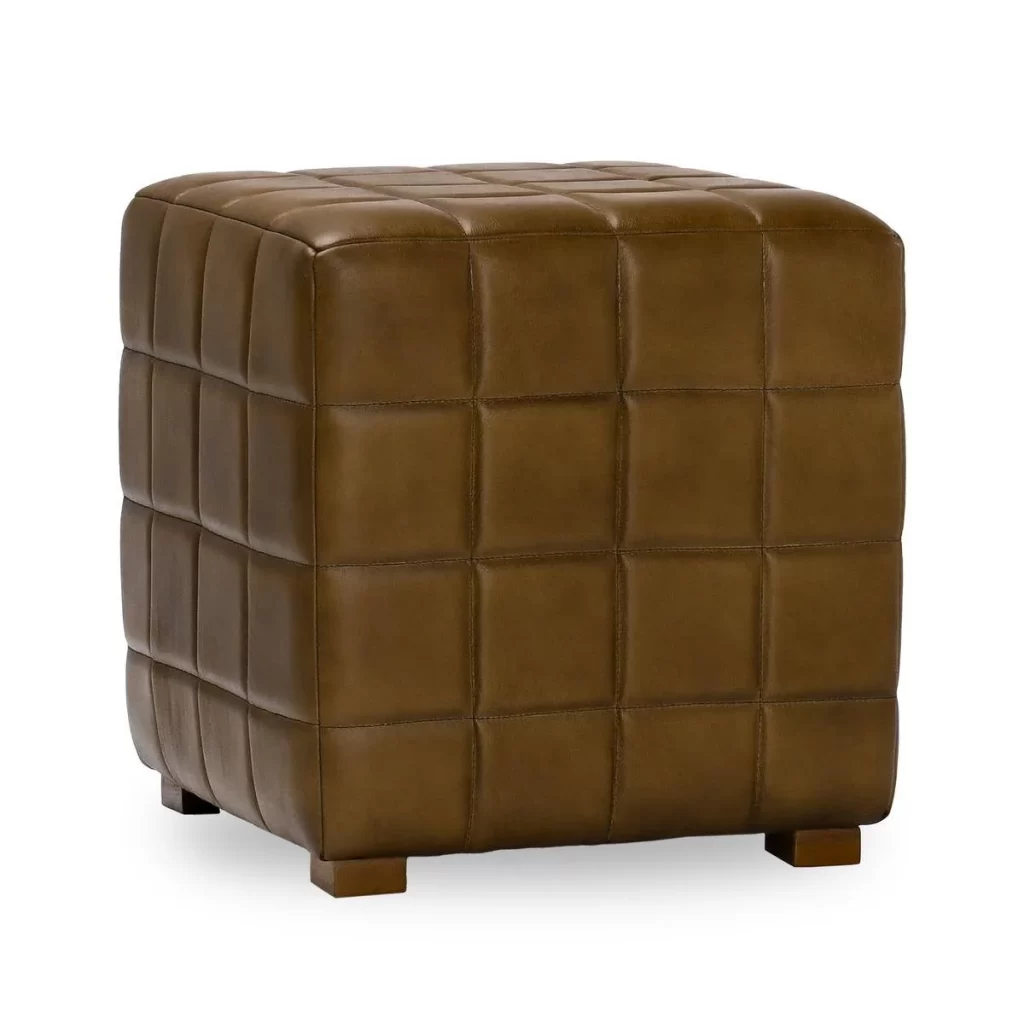 Carlo Leather Square Ottoman